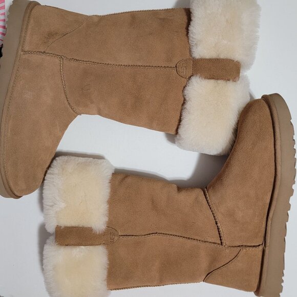 NEW UGG Suhenny Wool Boots Womens 6 Suede Winter Cozy Fur Warm Boho - Picture 5 of 11